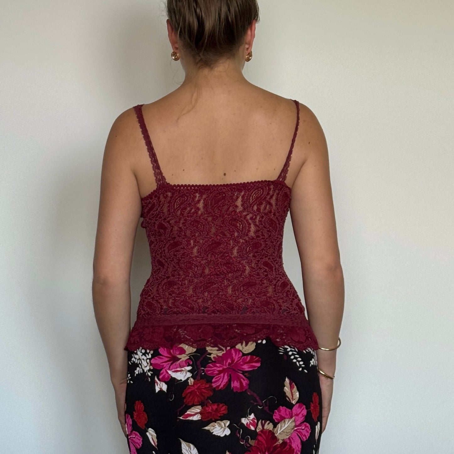 Red lace blouse - Size S