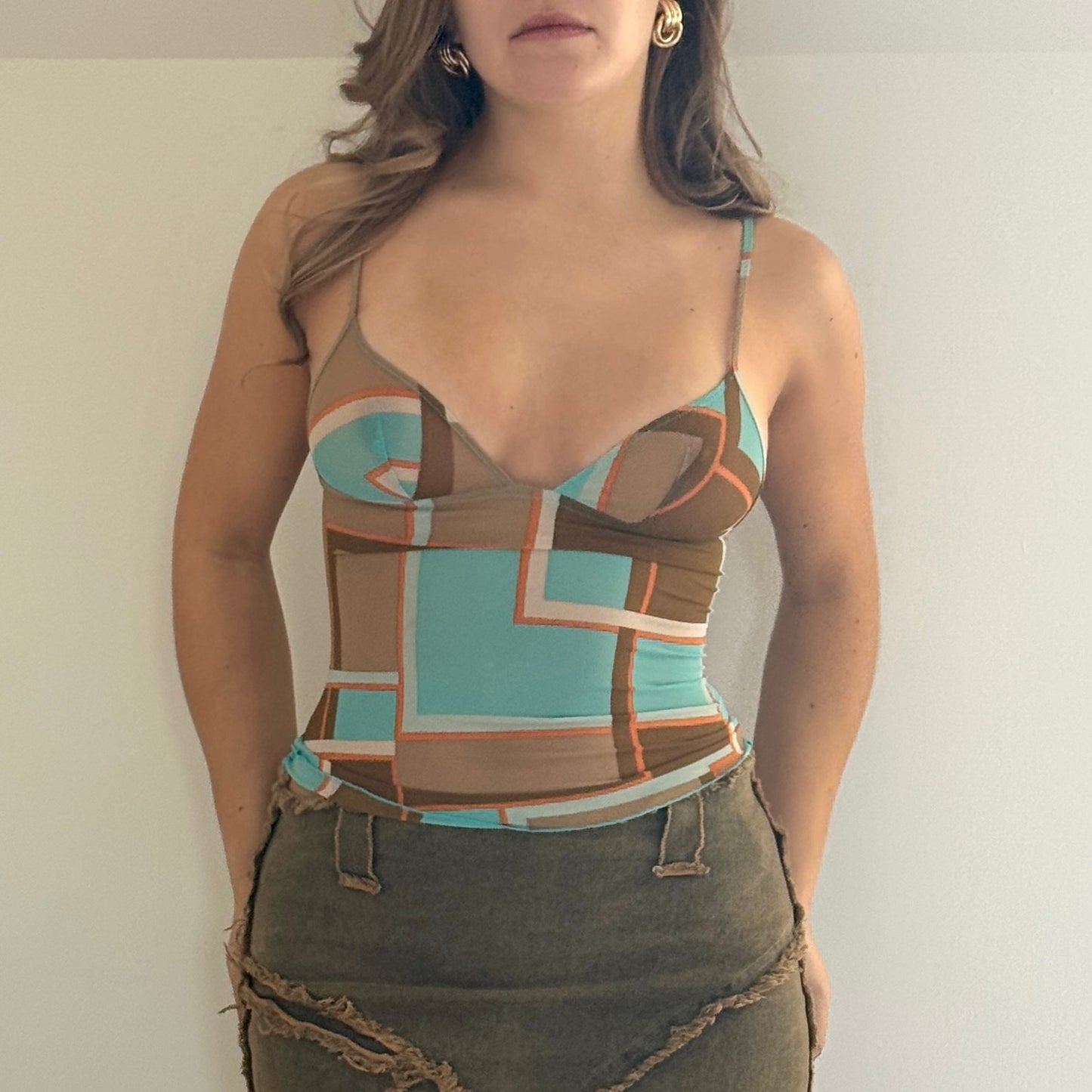 Mesh colour block cami - Size XS