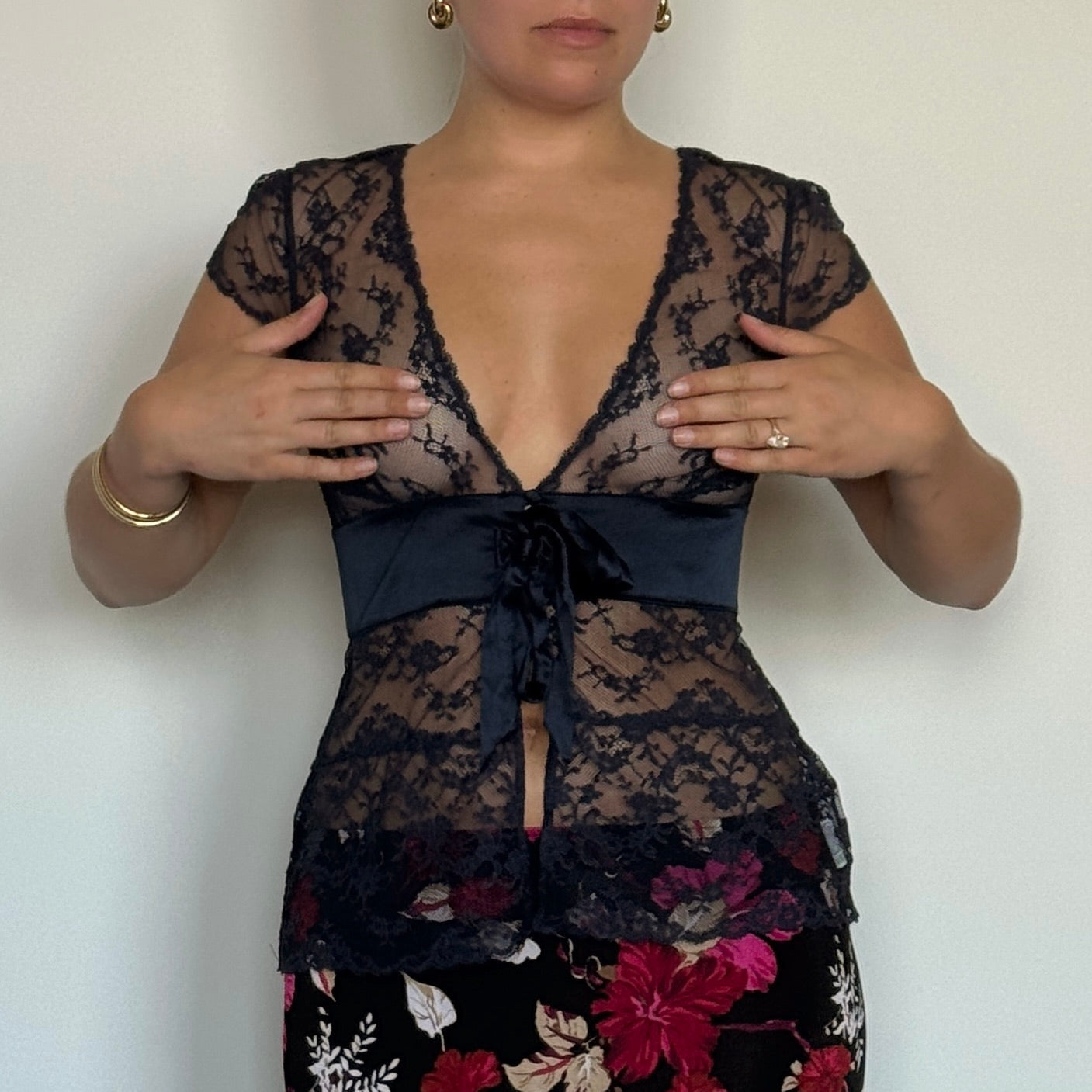 Navy lace blouse - Size XS/S