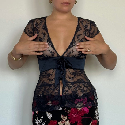 Navy lace blouse - Size XS/S
