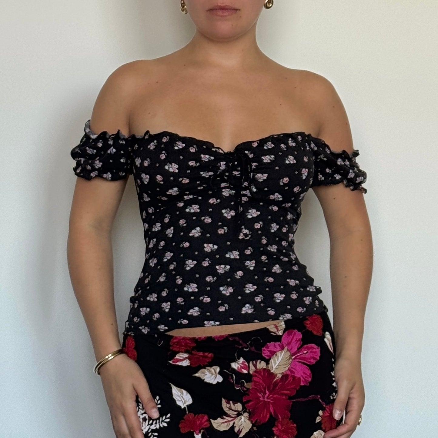 Morgan de Toi floral milkmaid top - Size S/M