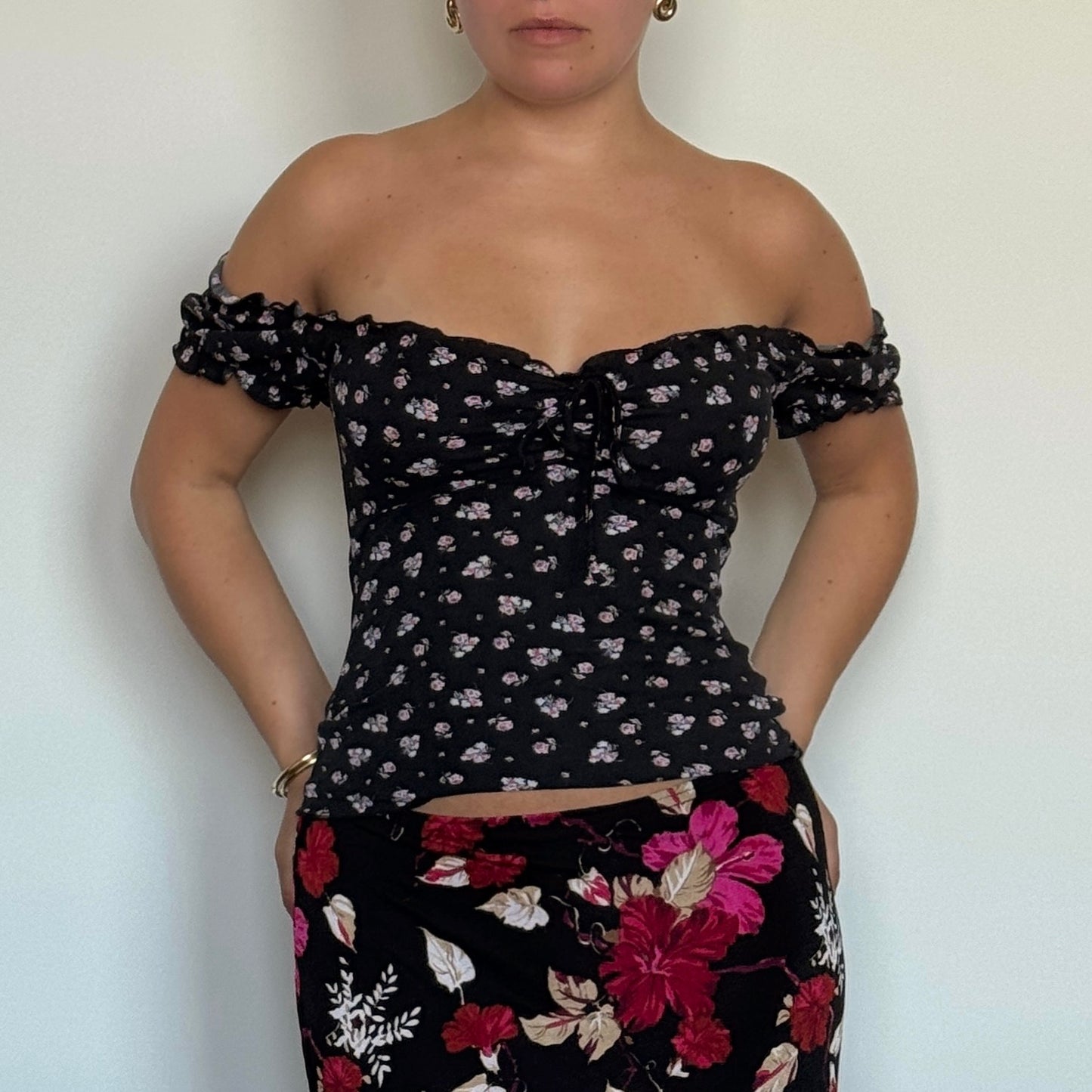 Morgan de Toi floral milkmaid top - Size S/M