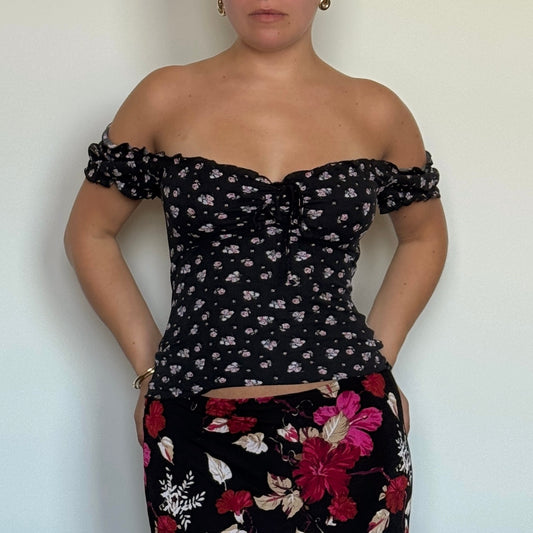 Morgan de Toi floral milkmaid top - Size S/M