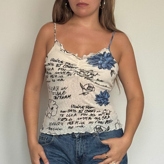Graphic print mesh cami - Size S/M