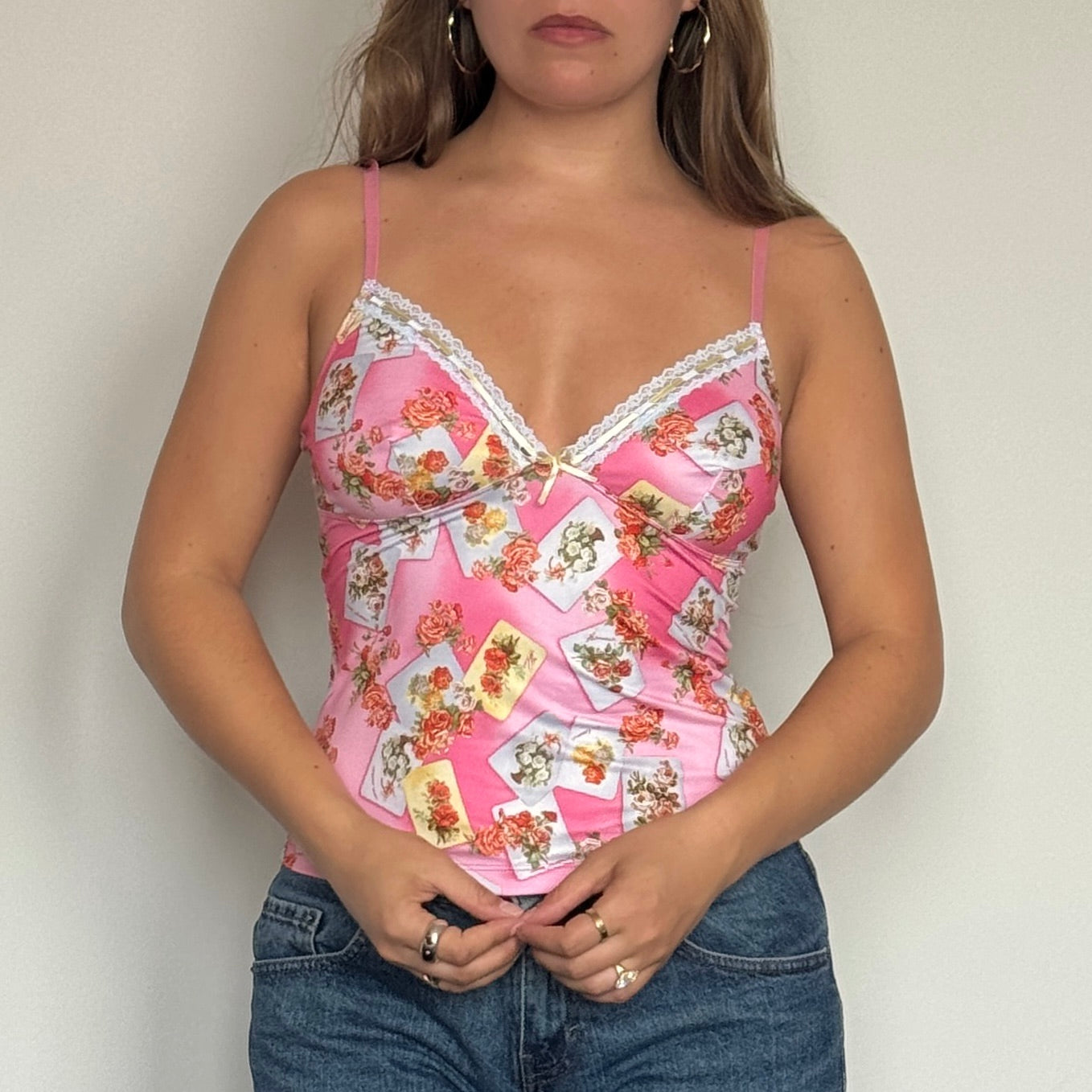 Pink patchwork style cami - Size S