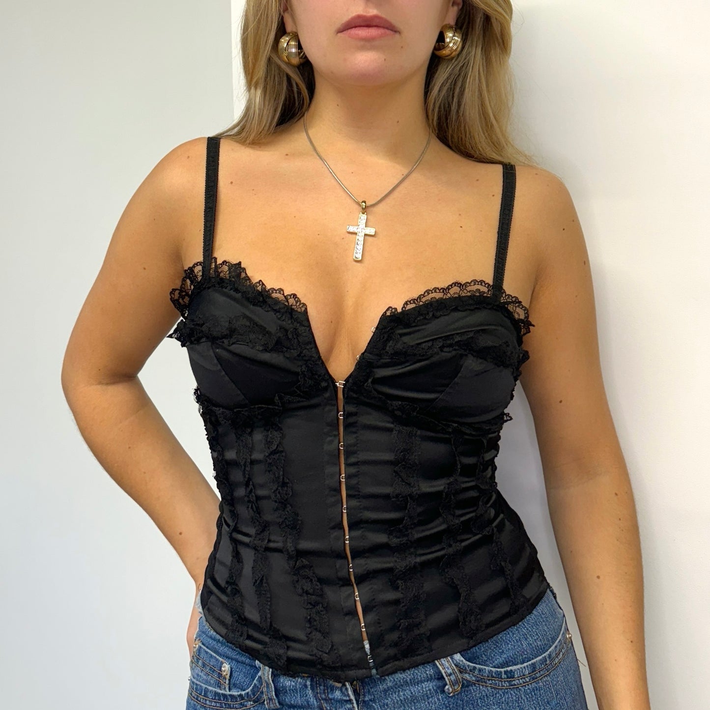 Black hook and eye corset - Size XS