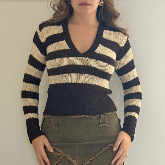 Striped knit hoodie - Size S