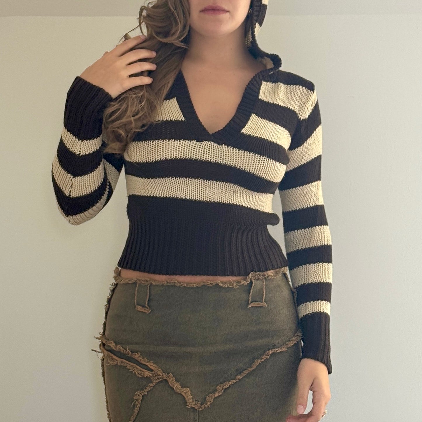 Striped knit hoodie - Size S