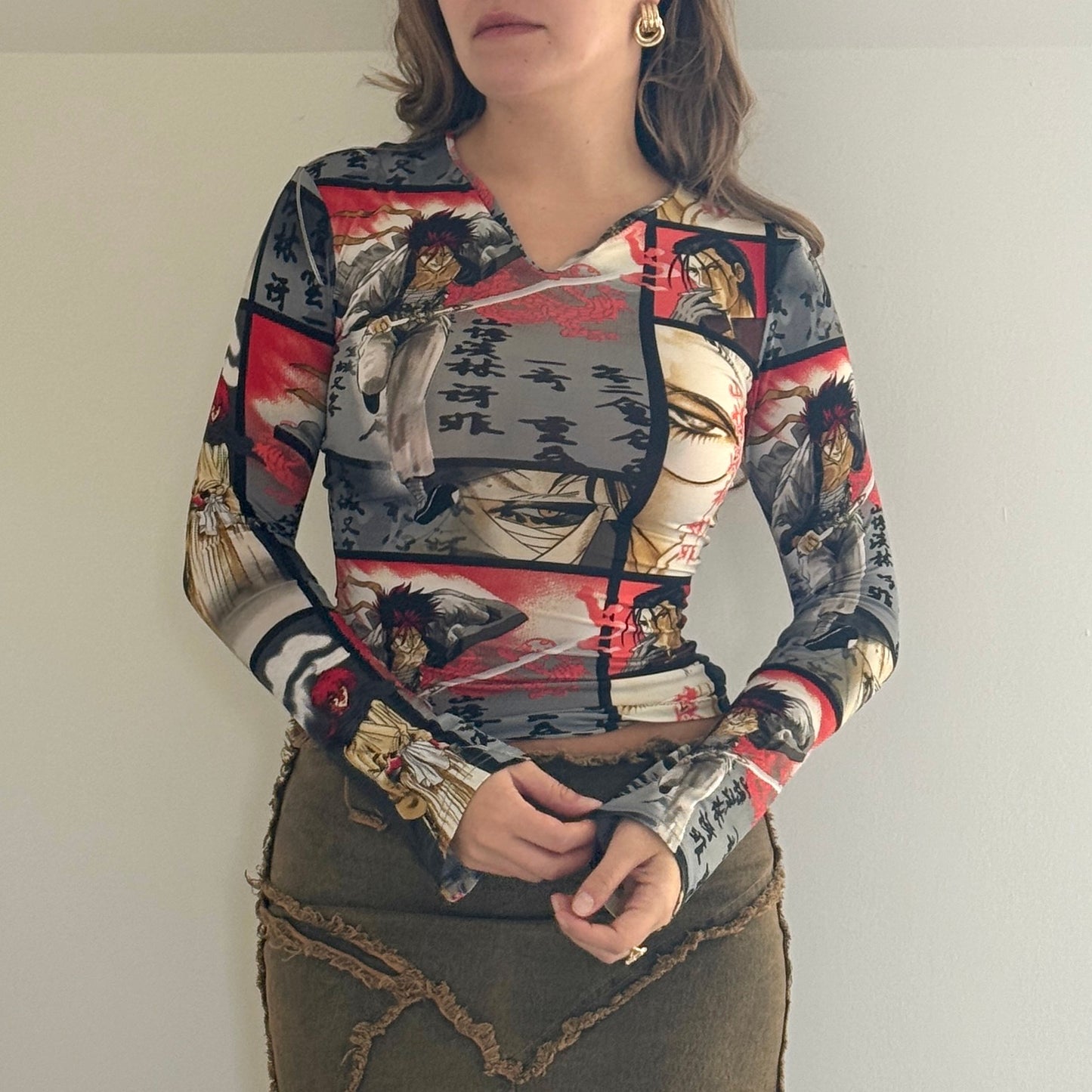 Animé print top - Size S