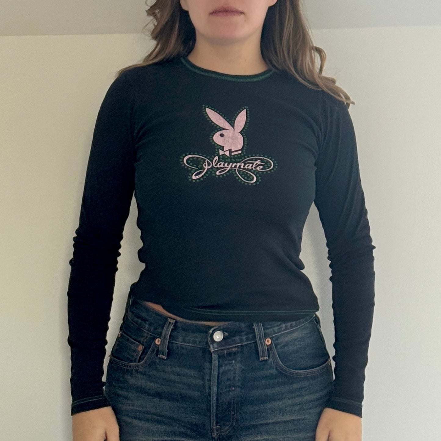 Black Playboy top - Size S