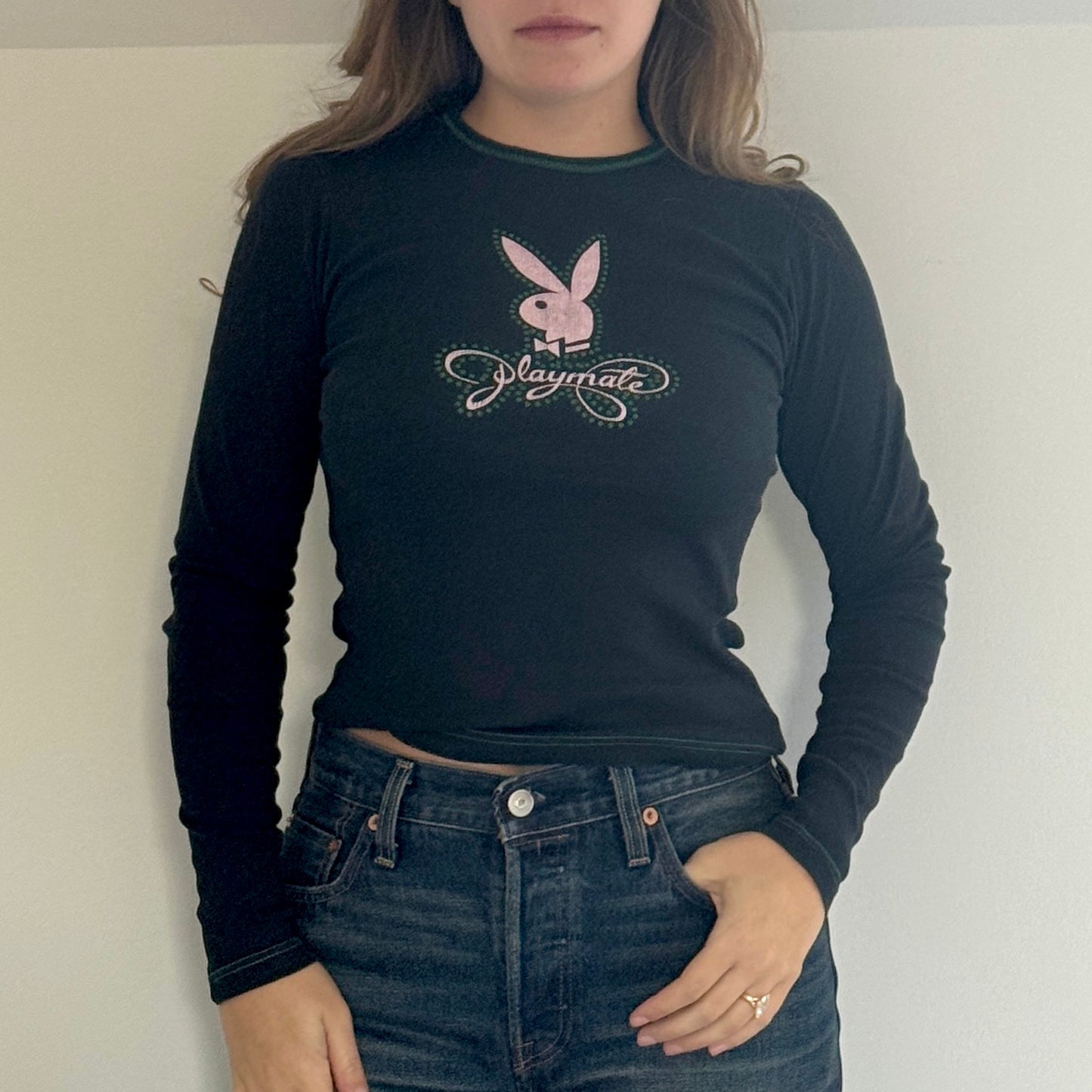 Black Playboy top - Size S