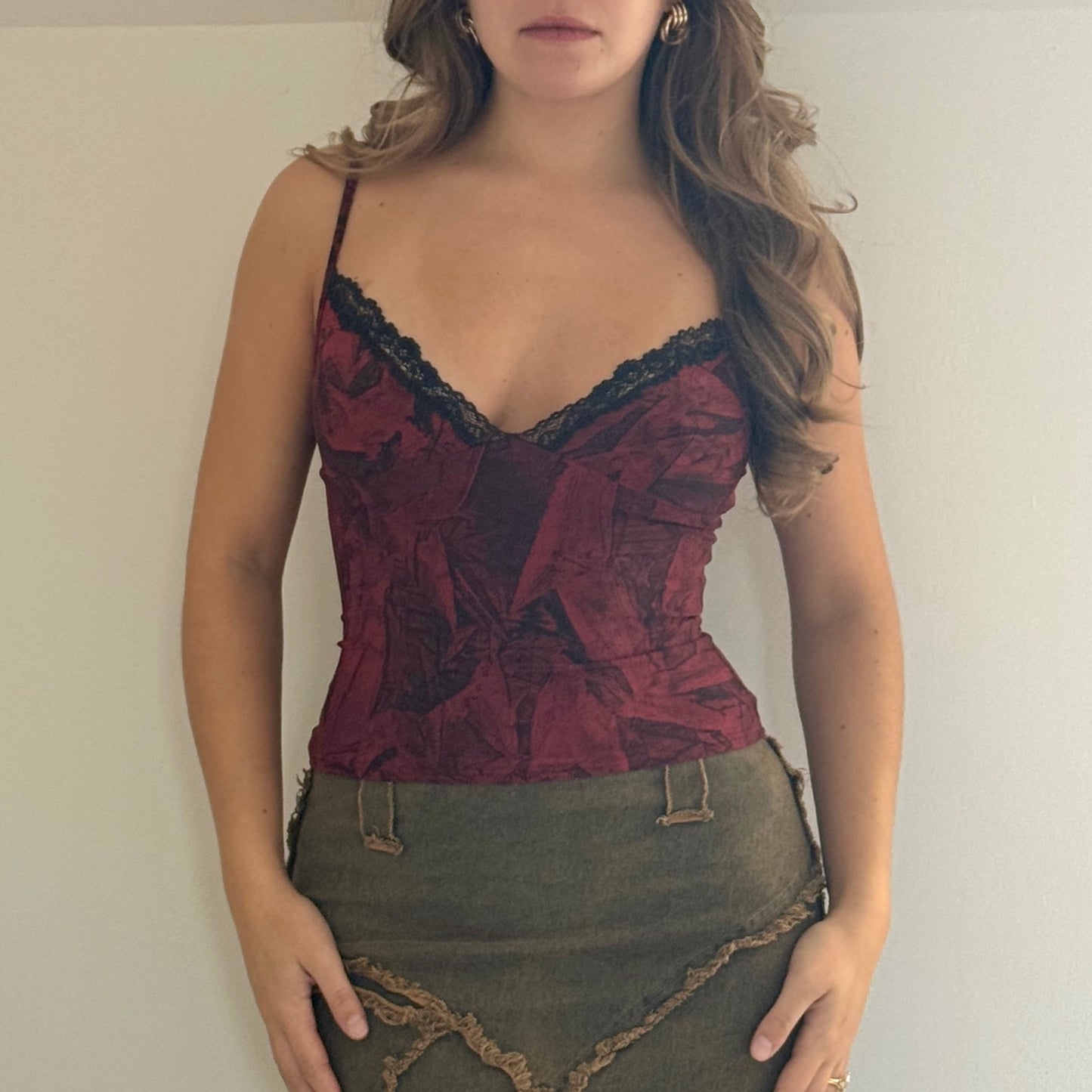Red graphic print vest - Size S
