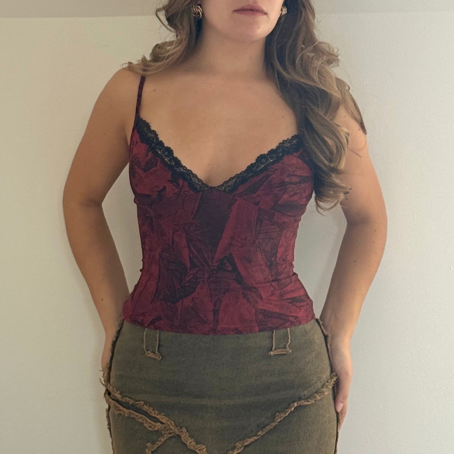Red graphic print vest - Size S