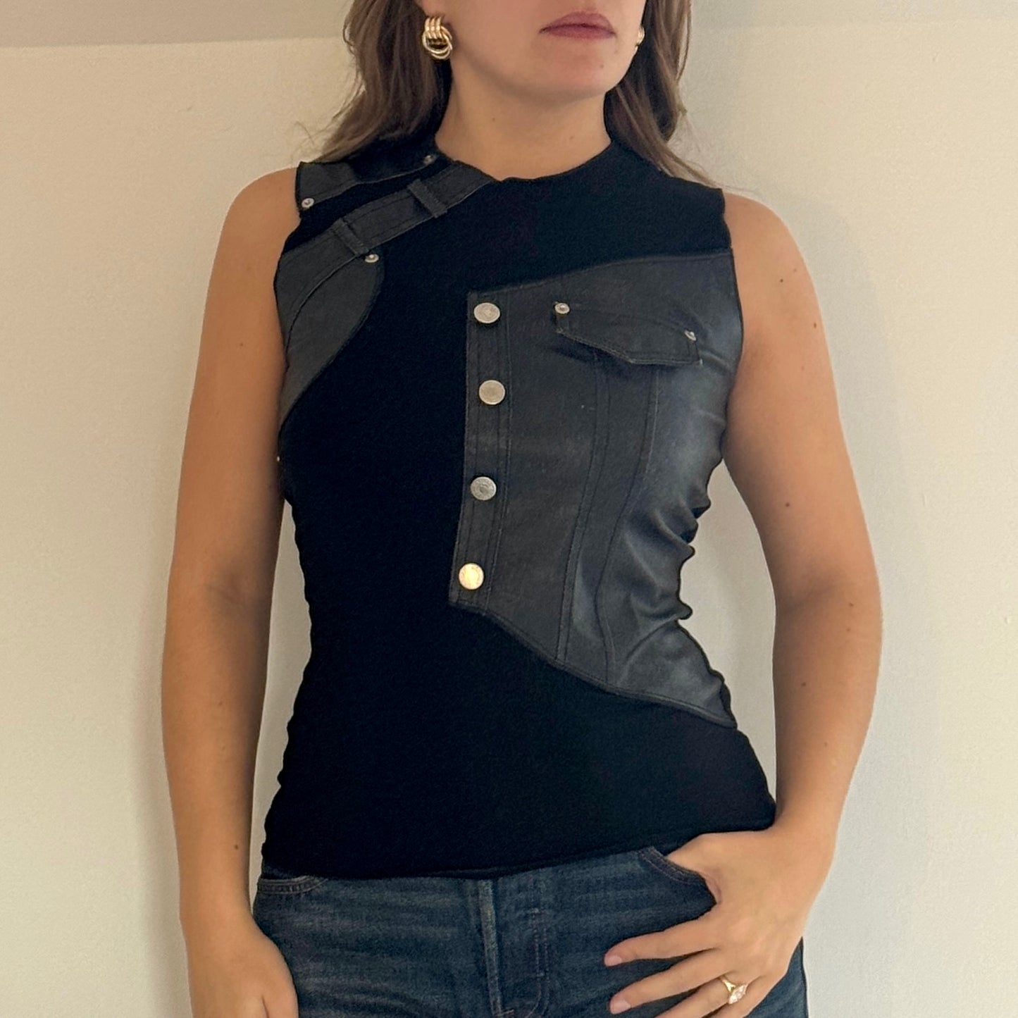 Morgan de Toi leather style top - Size S