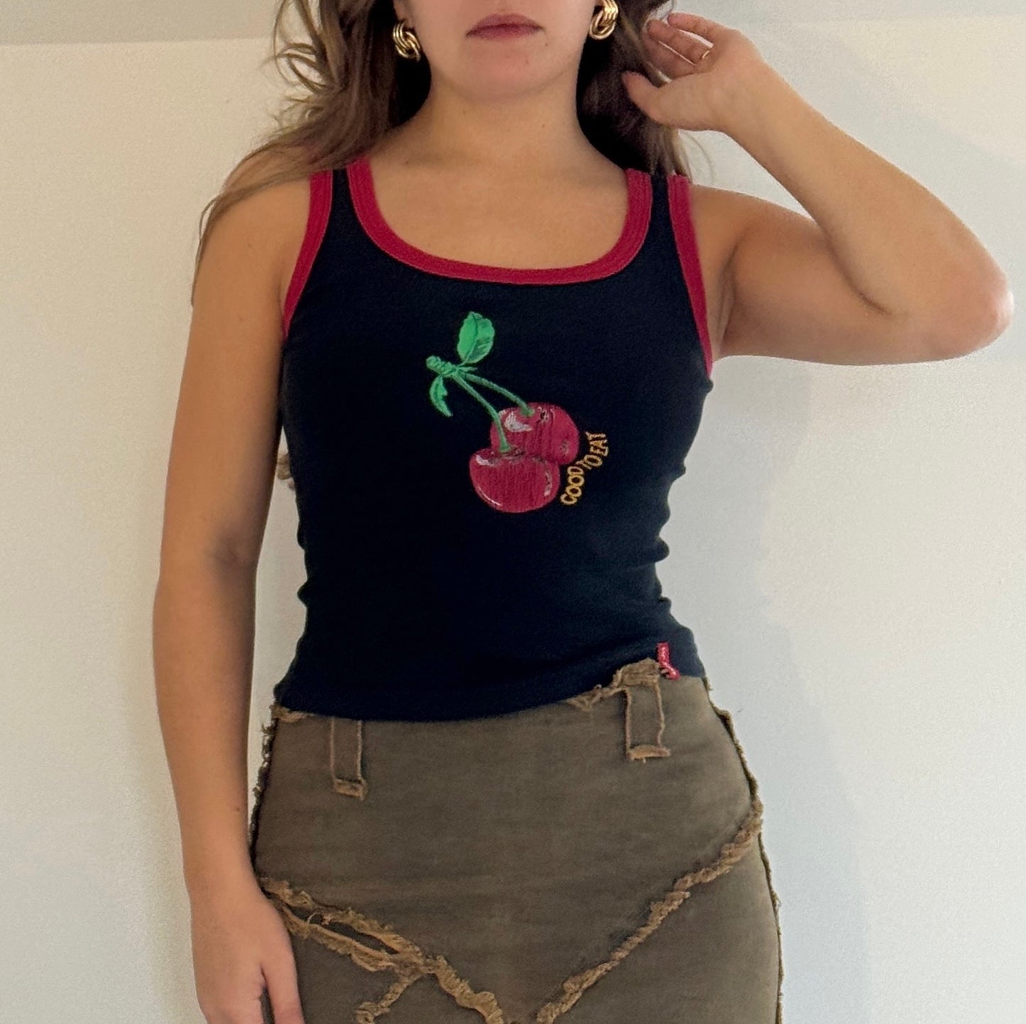 Cherry print vest - Size S