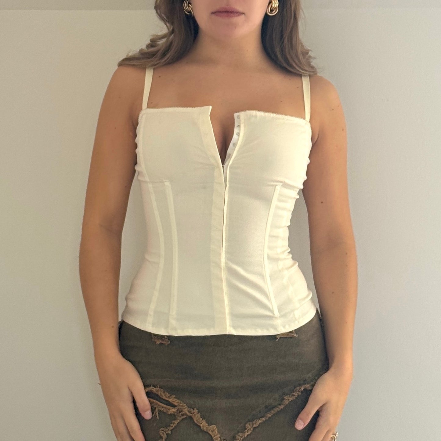 Cream hook and eye corset - Size S