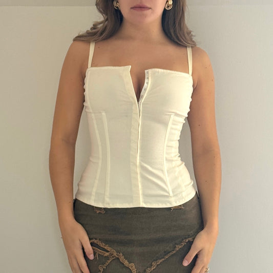 Cream hook and eye corset - Size S