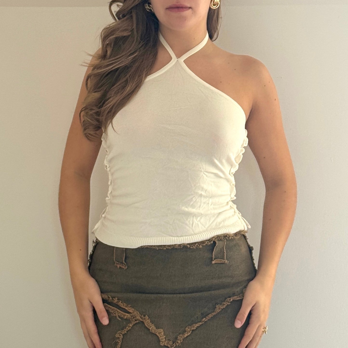 White knit halter neck - Size S/M