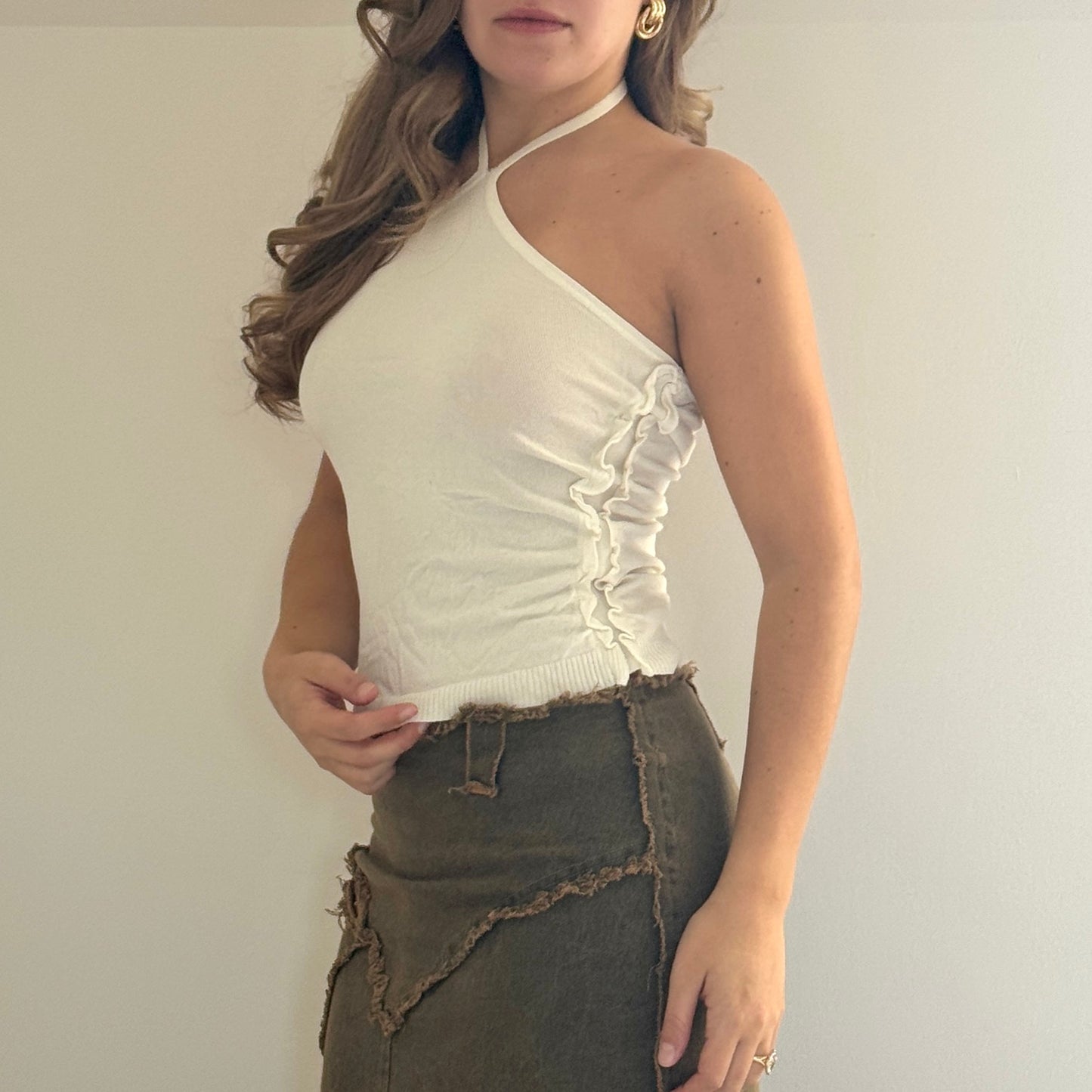White knit halter neck - Size S/M