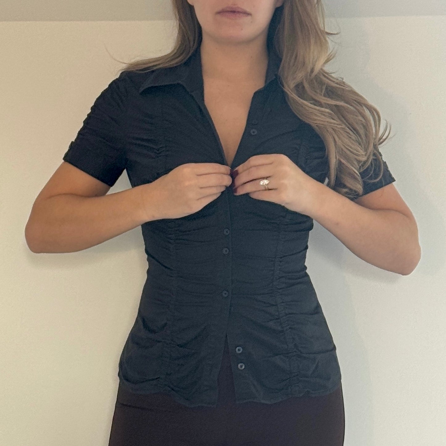 Morgan black ruched blouse - Size S
