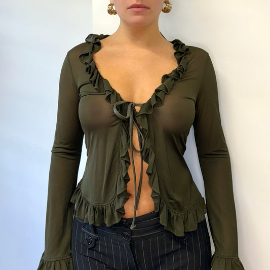 Morgan de Toi green mesh blouse - Size S