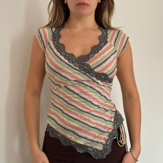 Striped ruched top - Size XS