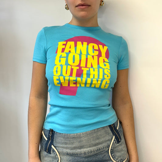 Blue slogan tee - Size S